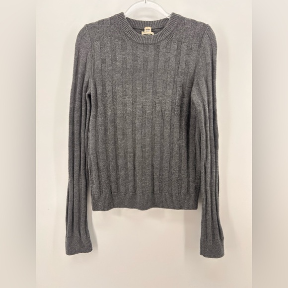 HERMES Checkered Gray 100% Virgin Wool Knit Sweater DETAIL H Size 36 US 4 - Picture 1 of 8